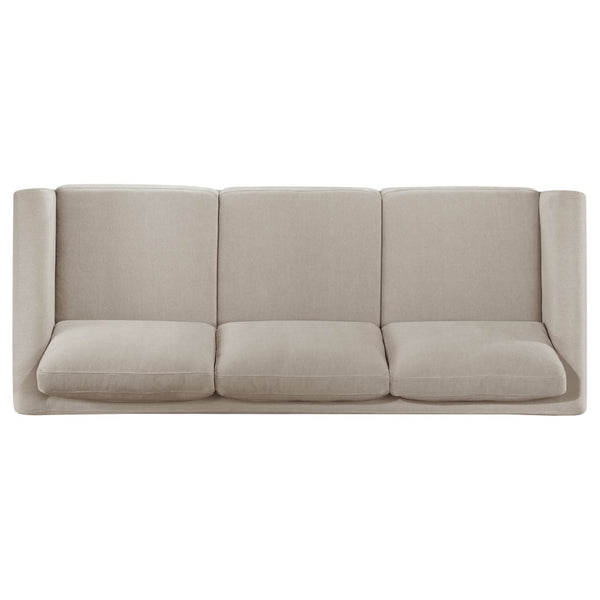 English Elm Fisher Three Piece Upholstered Sofa Set with Tailored Panel Arms and Coffee Wood Trim B062S02210