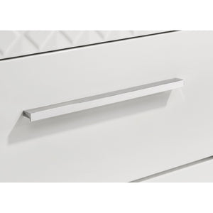 English Elm Pierce High Gloss White Dresser with Mirror Six Drawers Diamond Emboss Bedroom Set B062S02211