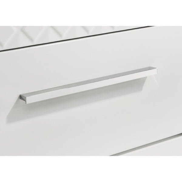 English Elm Pierce High Gloss White Dresser with Mirror Six Drawers Diamond Emboss Bedroom Set B062S02211