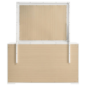 English Elm Pierce High Gloss White Dresser with Mirror Six Drawers Diamond Emboss Bedroom Set B062S02211