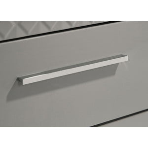 English Elm Pierce High Gloss Grey Dresser with Mirror Diamond Emboss and Chrome Hardware B062S02212