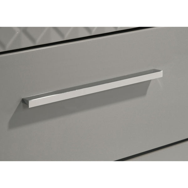 English Elm Pierce High Gloss Grey Dresser with Mirror Diamond Emboss and Chrome Hardware B062S02212