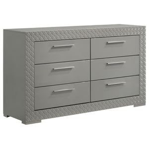 English Elm Pierce Queen Bedroom Set with LED Headboard Touch Lighting and Gloss Grey Finish B062S02214