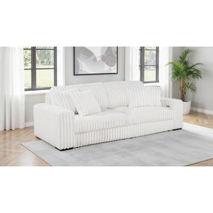 English Elm Clifford Corduroy Channel Tufted Power Reclining Sofa with Dual Usb Charging Ports Ivory B062S02215