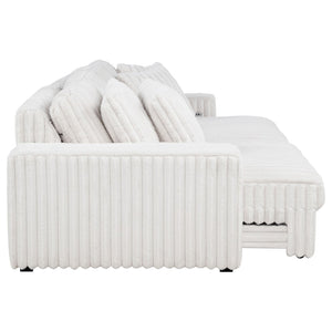 English Elm Clifford Corduroy Channel Tufted Power Reclining Sofa with Dual Usb Charging Ports Ivory B062S02215