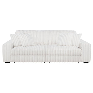 English Elm Clifford Corduroy Channel Tufted Power Reclining Sofa with Dual Usb Charging Ports Ivory B062S02215