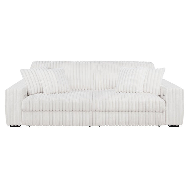 English Elm Clifford Corduroy Channel Tufted Power Reclining Sofa with Dual Usb Charging Ports Ivory B062S02215