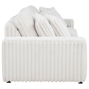 English Elm Clifford Corduroy Channel Tufted Power Reclining Sofa with Dual Usb Charging Ports Ivory B062S02215