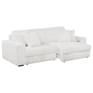 English Elm Clifford Corduroy Channel Tufted Power Reclining Sofa with Dual Usb Charging Ports Ivory B062S02215