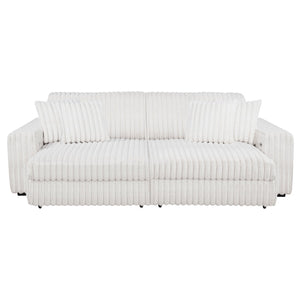 English Elm Clifford Corduroy Channel Tufted Power Reclining Sofa with Dual Usb Charging Ports Ivory B062S02215