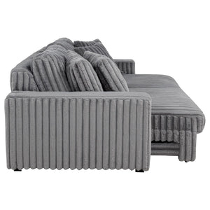 English Elm Clifford Corduroy Channel Tufted Power Reclining Sofa with Dual Usb Charging Ports Grey B062S02216