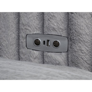 English Elm Clifford Corduroy Channel Tufted Power Reclining Sofa with Dual Usb Charging Ports Grey B062S02216