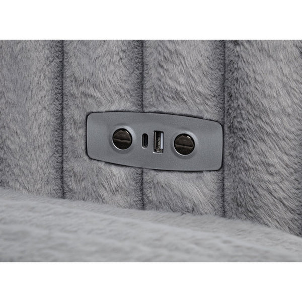 English Elm Clifford Corduroy Channel Tufted Power Reclining Sofa with Dual Usb Charging Ports Grey B062S02216