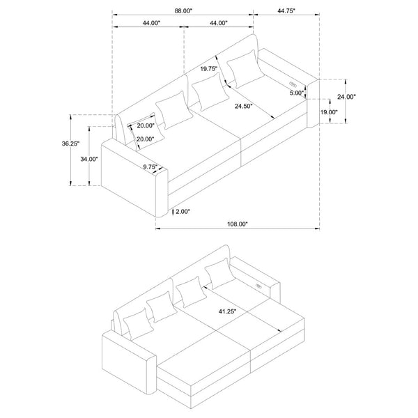 English Elm Clifford Corduroy Channel Tufted Power Reclining Sofa with Dual Usb Charging Ports Grey B062S02216