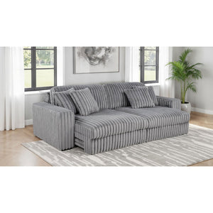 English Elm Clifford Corduroy Channel Tufted Power Reclining Sofa with Dual Usb Charging Ports Grey B062S02216