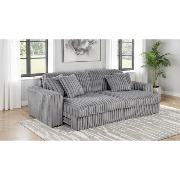 English Elm Clifford Corduroy Channel Tufted Power Reclining Sofa with Dual Usb Charging Ports Grey B062S02216