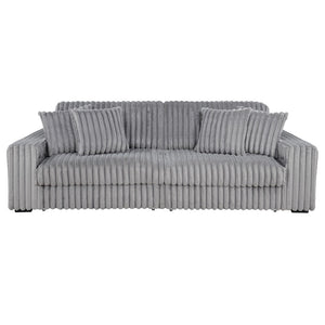 English Elm Clifford Corduroy Channel Tufted Power Reclining Sofa with Dual Usb Charging Ports Grey B062S02216