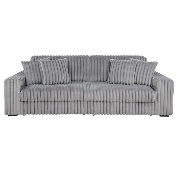 English Elm Clifford Corduroy Channel Tufted Power Reclining Sofa with Dual Usb Charging Ports Grey B062S02216