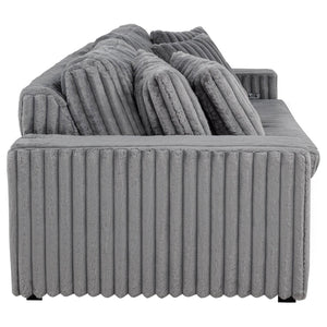 English Elm Clifford Corduroy Channel Tufted Power Reclining Sofa with Dual Usb Charging Ports Grey B062S02216