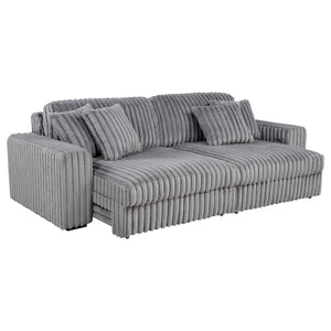 English Elm Clifford Corduroy Channel Tufted Power Reclining Sofa with Dual Usb Charging Ports Grey B062S02216