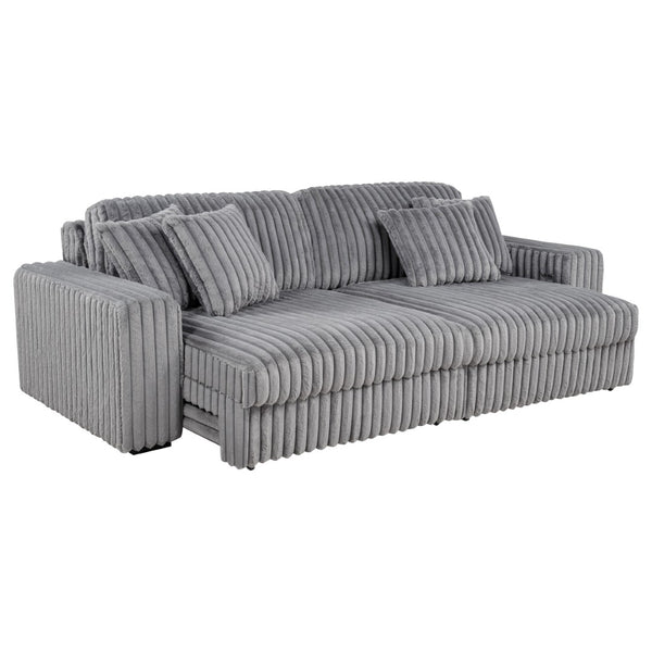 English Elm Clifford Corduroy Channel Tufted Power Reclining Sofa with Dual Usb Charging Ports Grey B062S02216