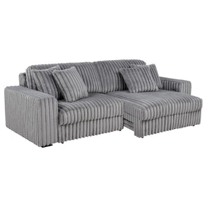 English Elm Clifford Corduroy Channel Tufted Power Reclining Sofa with Dual Usb Charging Ports Grey B062S02216