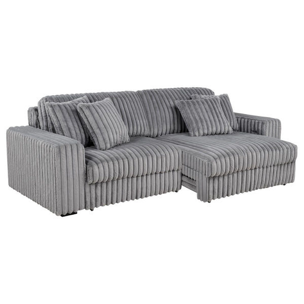 English Elm Clifford Corduroy Channel Tufted Power Reclining Sofa with Dual Usb Charging Ports Grey B062S02216