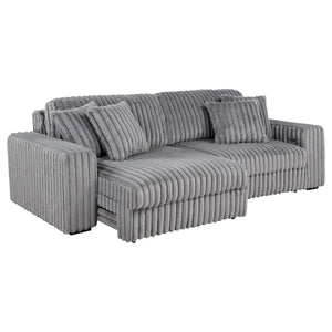 English Elm Clifford Corduroy Channel Tufted Power Reclining Sofa with Dual Usb Charging Ports Grey B062S02216
