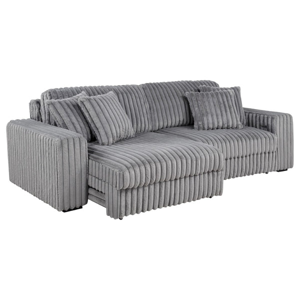 English Elm Clifford Corduroy Channel Tufted Power Reclining Sofa with Dual Usb Charging Ports Grey B062S02216