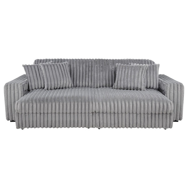 English Elm Clifford Corduroy Channel Tufted Power Reclining Sofa with Dual Usb Charging Ports Grey B062S02216