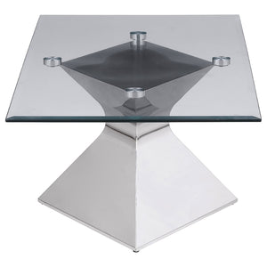 English Elm Exeter Polished Chrome Hourglass Base Glass Top Living Room Coffee and End Table Set B062S02225