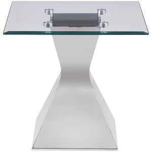 English Elm Exeter Polished Chrome Hourglass Base Glass Top Living Room Coffee and End Table Set B062S02225