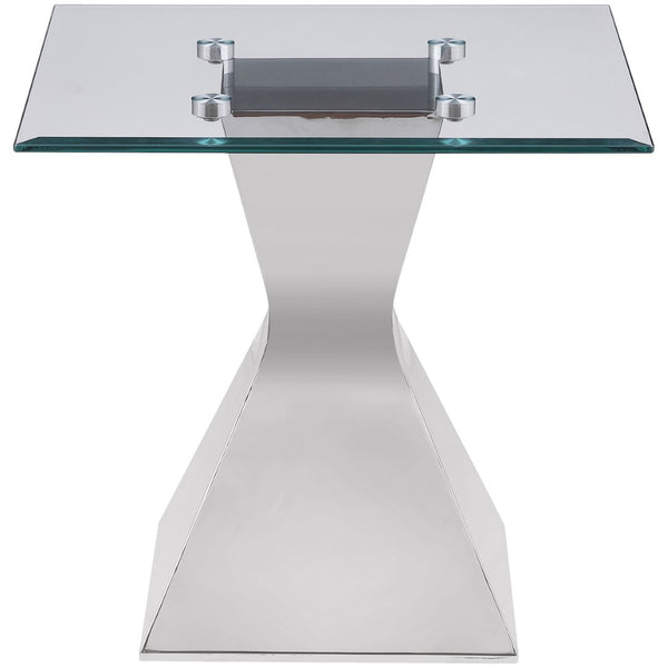 English Elm Exeter Glam 3 Piece Tempered Glass Living Room Set with Polished Chrome Hourglass Bases B062S02226