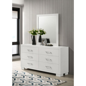 English Elm Polk Six Drawer Dresser with Beveled Mirror Rubberwood MDF Modern Bedroom Set B062S02227