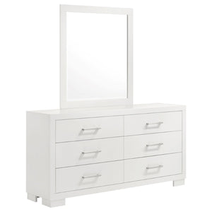 English Elm Polk Six Drawer Dresser with Beveled Mirror Rubberwood MDF Modern Bedroom Set B062S02227