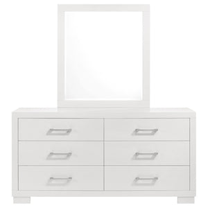 English Elm Polk Six Drawer Dresser with Beveled Mirror Rubberwood MDF Modern Bedroom Set B062S02227