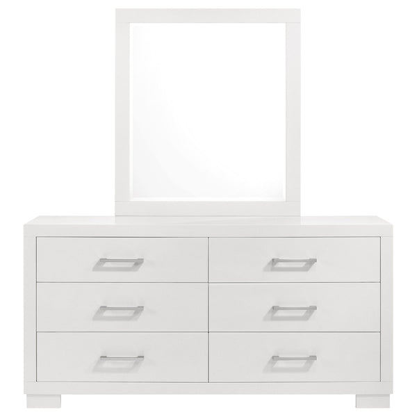 English Elm Polk Six Drawer Dresser with Beveled Mirror Rubberwood MDF Modern Bedroom Set B062S02227