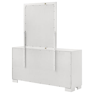 English Elm Polk Six Drawer Dresser with Beveled Mirror Rubberwood MDF Modern Bedroom Set B062S02227