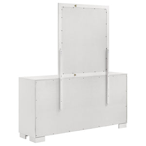 English Elm Polk Six Drawer Dresser with Beveled Mirror Rubberwood MDF Modern Bedroom Set B062S02227
