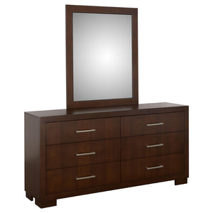 English Elm Polk Six Drawer Dresser with Beveled Mirror Cappuccino Finish Bedroom Storage B062S02228