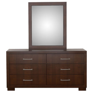 English Elm Polk Six Drawer Dresser with Beveled Mirror Cappuccino Finish Bedroom Storage B062S02228