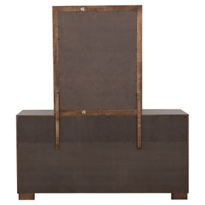 English Elm Polk Six Drawer Dresser with Beveled Mirror Cappuccino Finish Bedroom Storage B062S02228