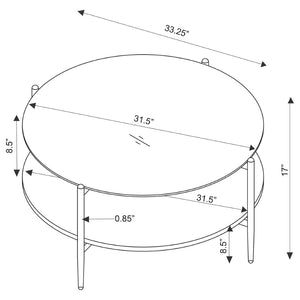 English Elm Jackel Smoked Glass and Marble 2-Piece Round Table Set with Gold Chrome Base B062S02229
