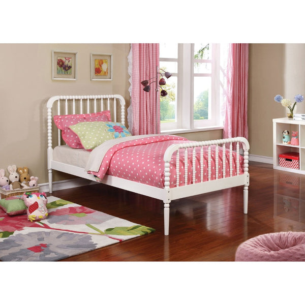 English Elm Grove Spindle Twin Bed Solid Wood Jenny Lind Style White Frame for Kids or Guests B062S02230