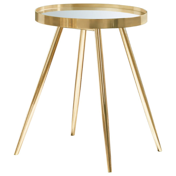 English Elm Lymon Glam 3 Piece Mirrored Top Gold Metal Round Nesting Coffee and Side Table Set B062S02231