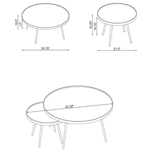 English Elm Lymon Glam 3 Piece Mirrored Top Gold Metal Round Nesting Coffee and Side Table Set B062S02231