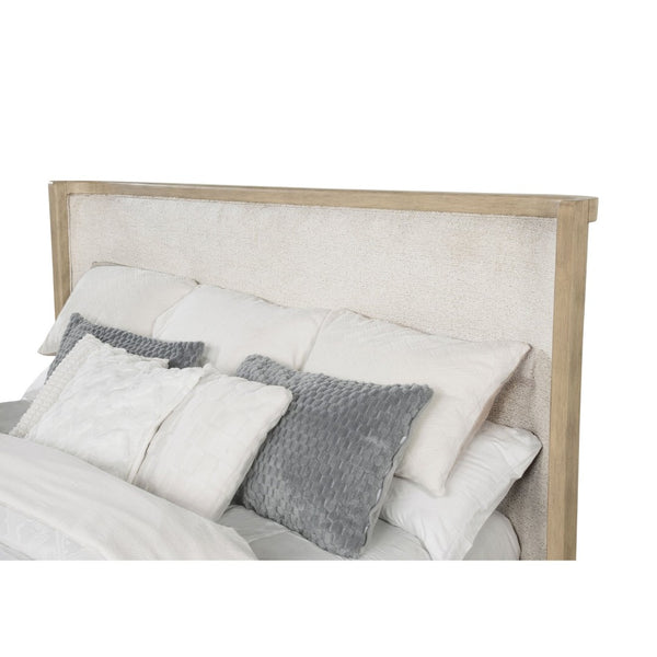 English Elm Kimpton Queen Bedroom Set Coastal Wingback Cane Accents Antique Brass Beige Oak B062S02234