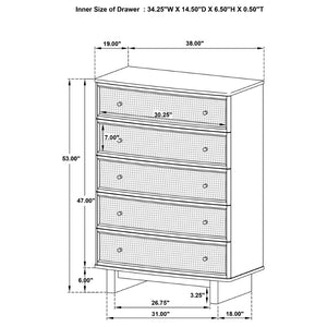 English Elm Kimpton Queen Bedroom Set Oak Veneer Wingback Bed Cane Fronts Coastal Living B062S02235