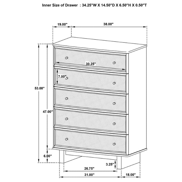 English Elm Kimpton Queen Bedroom Set Oak Veneer Wingback Bed Cane Fronts Coastal Living B062S02235