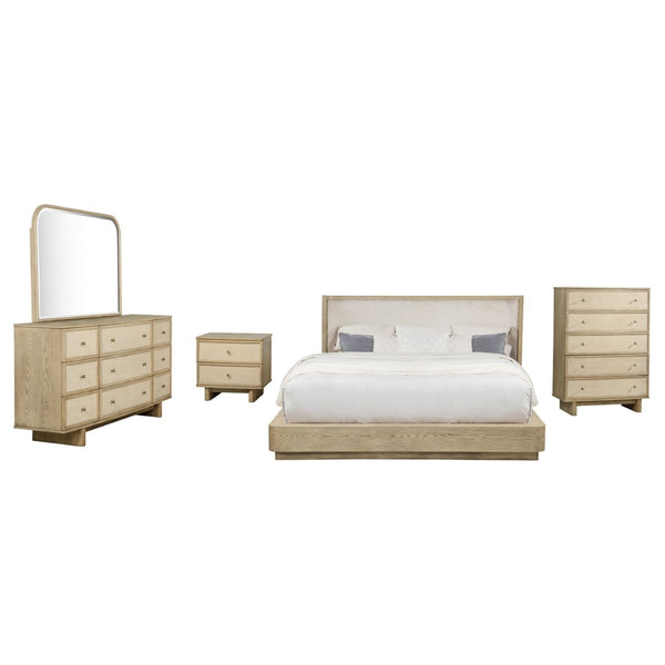 English Elm Kimpton Coastal Wingback Platform Bedroom Suite with Cane Accents and Brass Hardware B062S02237
